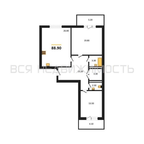2-комнатная квартира, 88.9кв.м - изображение 0
