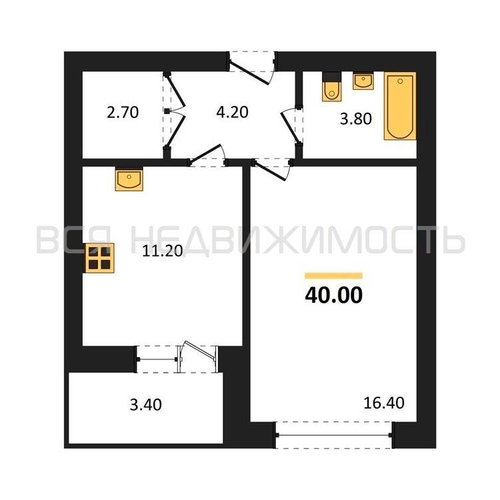 1-комнатная квартира, 40кв.м - изображение 0