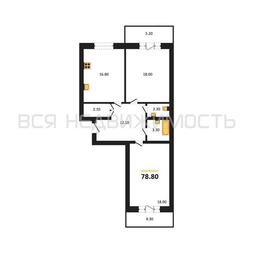 2-комнатная квартира, 78.8кв.м - изображение 0