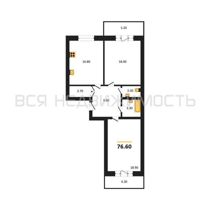 2-комнатная квартира, 76.6кв.м - изображение