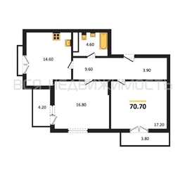 2-комнатная квартира, 70.7кв.м - изображение 1