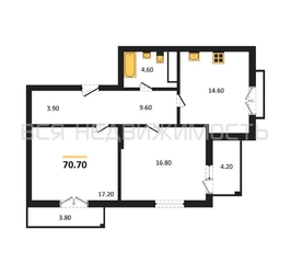 2-комнатная квартира, 70.7кв.м - изображение 1