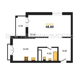 1-комнатная квартира, 48.8кв.м - изображение 1