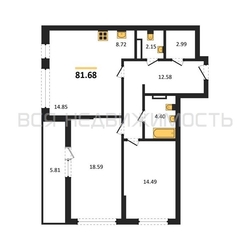 2-комнатная квартира, 81.68кв.м - изображение 1
