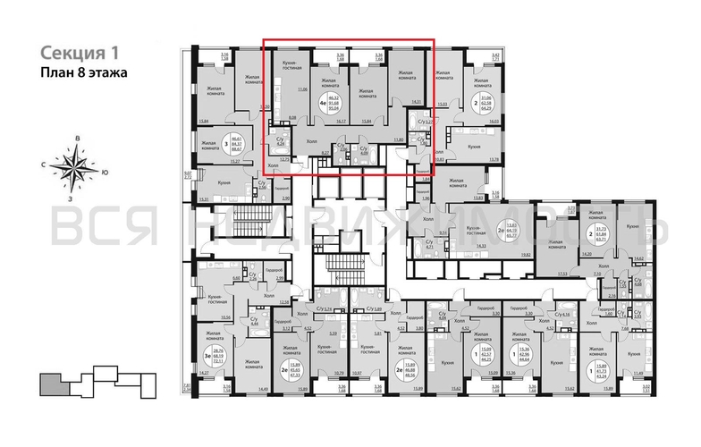 3-комнатная квартира, 95.04кв.м - изображение 1