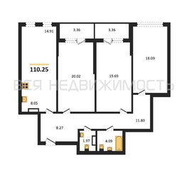 3-комнатная квартира, 110.25кв.м - изображение 1