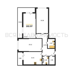 3-комнатная квартира, 102.97кв.м - изображение 1