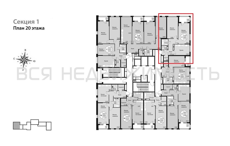 2-комнатная квартира, 71.14кв.м - изображение 1