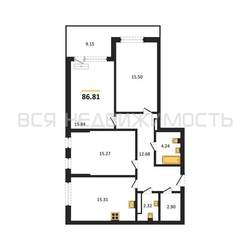 3-комнатная квартира, 86.81кв.м - изображение 1