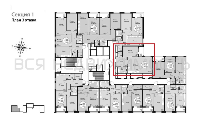 1-комнатная квартира, 65.98кв.м - изображение 1