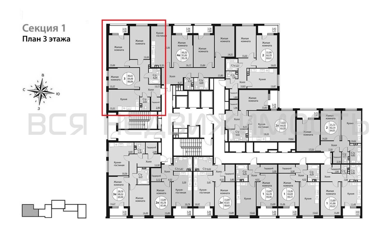 3-комнатная квартира, 86.06кв.м - изображение 1
