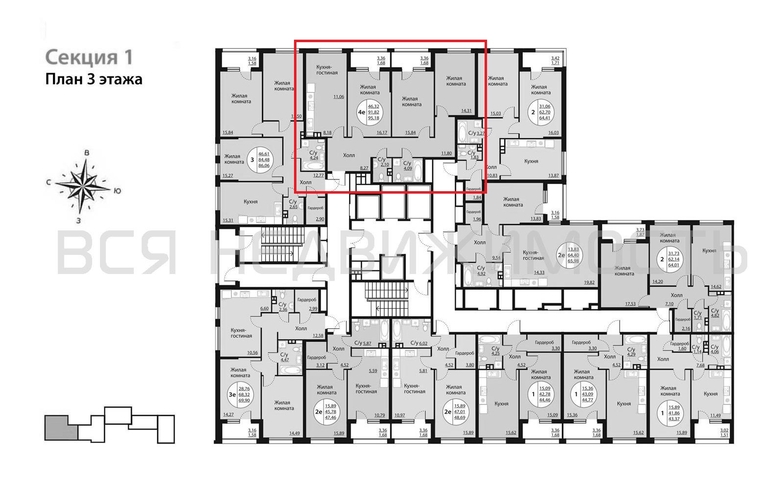3-комнатная квартира, 95.18кв.м - изображение 1