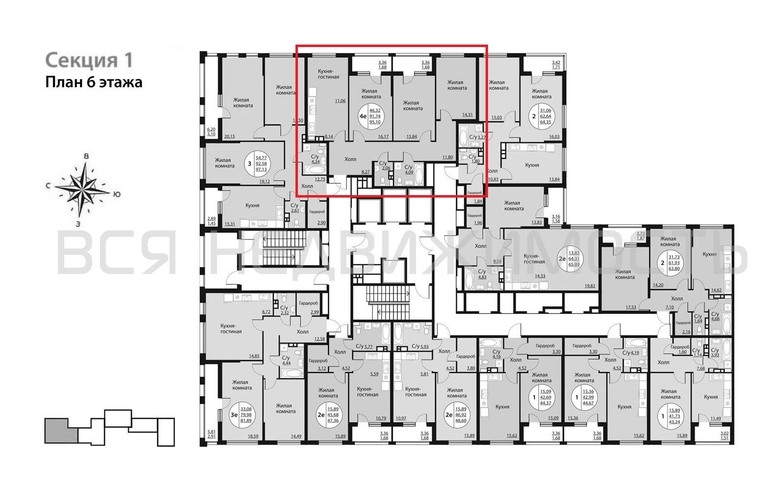 3-комнатная квартира, 95.1кв.м - изображение 1