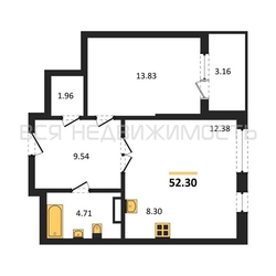 1-комнатная квартира, 52.3кв.м - изображение 1