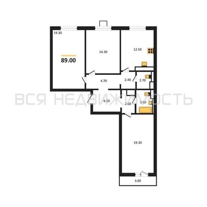 3-комнатная квартира, 89кв.м - изображение
