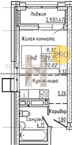 квартира-студия, 22,02кв.м. - изображение 0