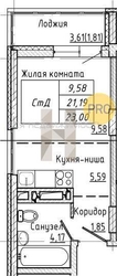 квартира-студия, 23,03кв.м. - изображение 1