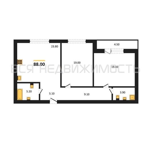 2-комнатная квартира, 88кв.м - изображение 0
