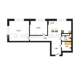 2-комнатная квартира, 59.4кв.м - изображение 1
