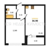 1-комнатная квартира, 36.9кв.м - изображение 1 1-комнатная квартира, 36.9кв.м - изображение 1