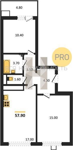 2-комнатная квартира, 57.9кв.м - изображение 0