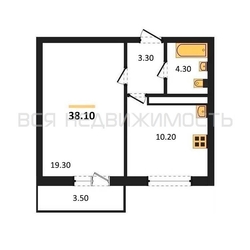 1-комнатная квартира, 38.1кв.м - изображение 1