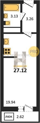 1-комнатная квартира, 27.12кв.м - изображение