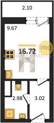 квартира-студия, 16,72кв.м. - изображение