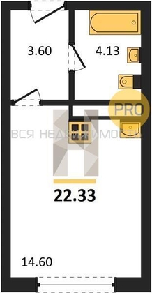 квартира-студия, 22,33кв.м. - изображение