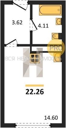 квартира-студия, 22,26кв.м. - изображение