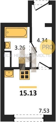 квартира-студия, 15,13кв.м. - изображение