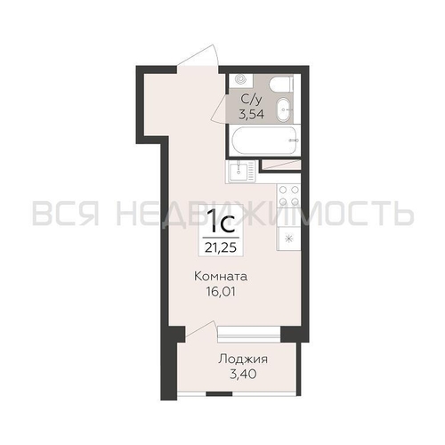 квартира-студия, 21,25кв.м. - изображение 0