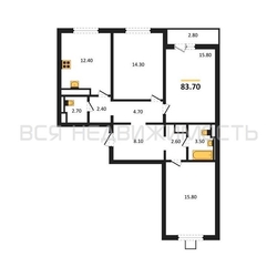 3-комнатная квартира, 83.7кв.м - изображение 1