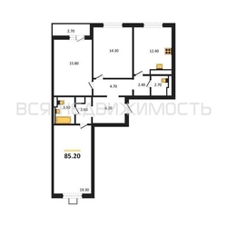 3-комнатная квартира, 85.2кв.м - изображение 1