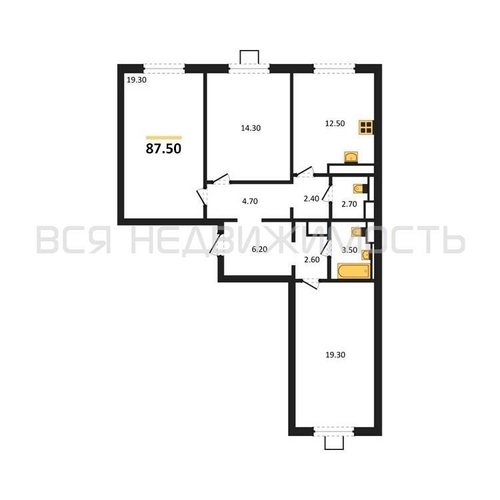 3-комнатная квартира, 87.5кв.м - изображение 0