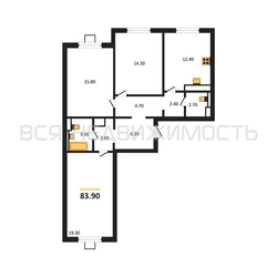 3-комнатная квартира, 83.9кв.м - изображение 1