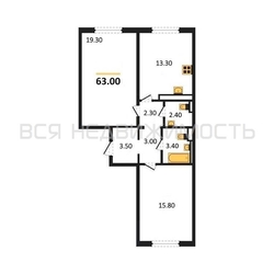 2-комнатная квартира, 63кв.м - изображение 1