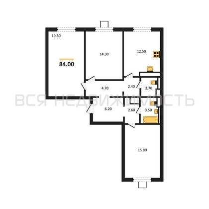 3-комнатная квартира, 84кв.м - изображение