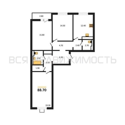 3-комнатная квартира, 88.7кв.м - изображение 1