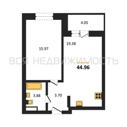 1-комнатная квартира, 44.96кв.м - изображение 1