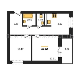 2-комнатная квартира, 47.61кв.м - изображение 1