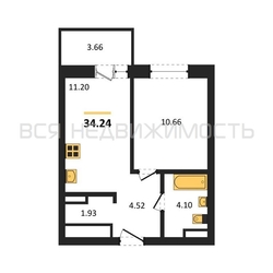 1-комнатная квартира, 34.24кв.м - изображение 1