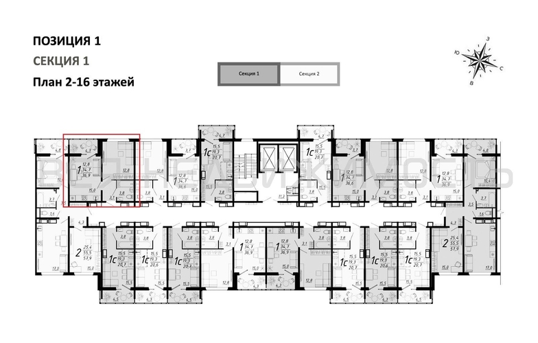 1-комнатная квартира, 36.9кв.м - изображение 1