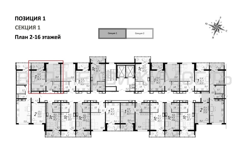 1-комнатная квартира, 36.9кв.м - изображение 1