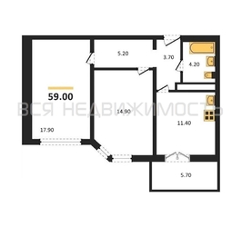 2-комнатная квартира, 59кв.м - изображение 1