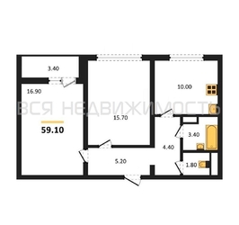 2-комнатная квартира, 59.1кв.м - изображение 1