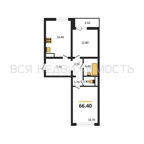 2-комнатная квартира, 66.4кв.м - изображение 0