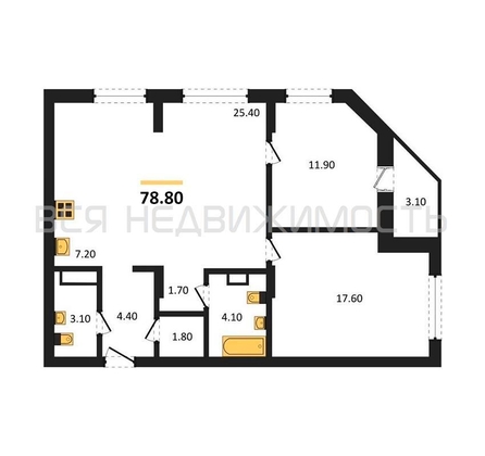 2-комнатная квартира, 78.8кв.м - изображение