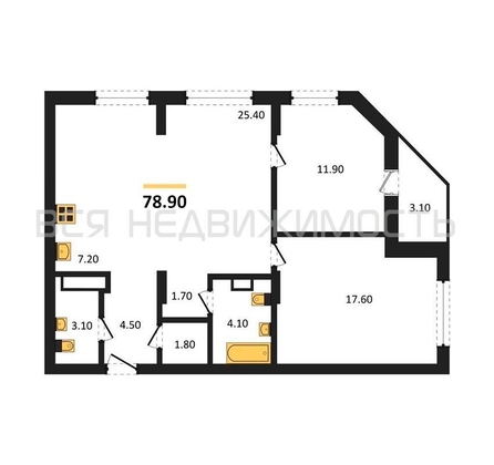2-комнатная квартира, 78.9кв.м - изображение