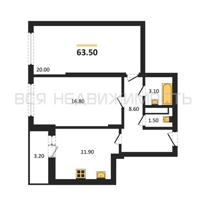 2-комнатная квартира, 63.5кв.м - изображение